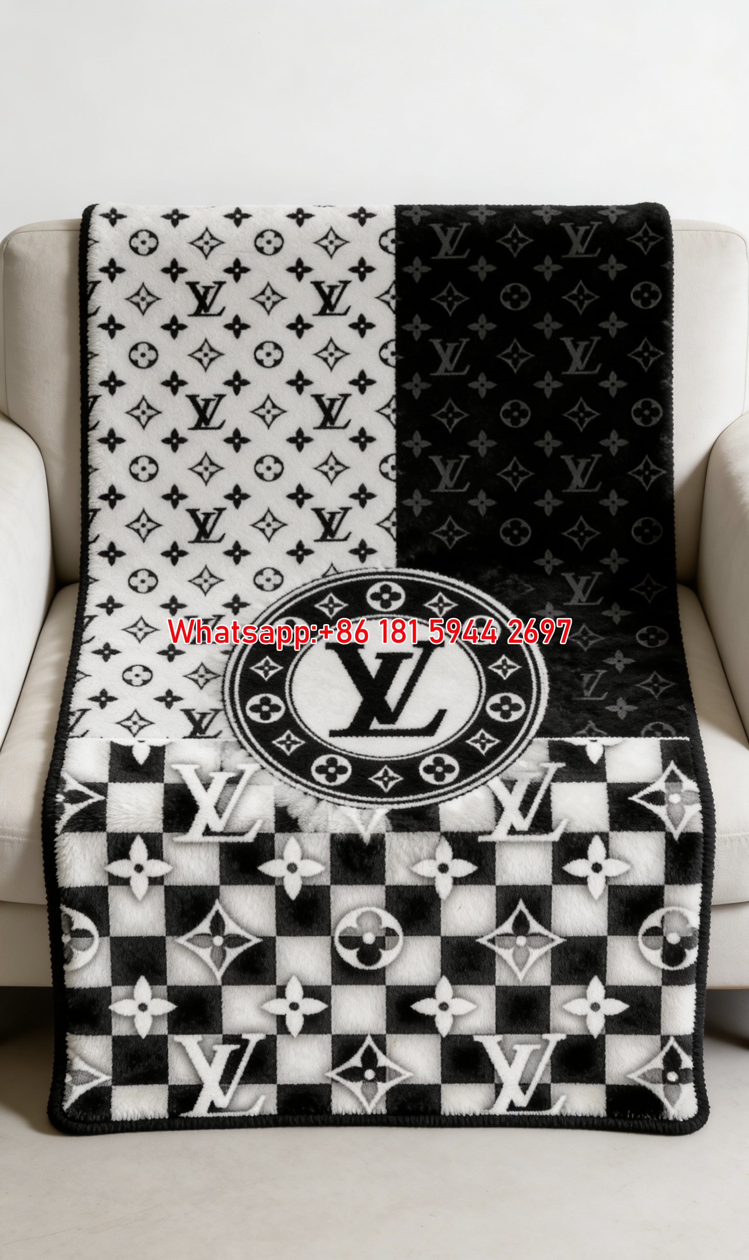 LV Monogram Checkerboard Throw Blanket IMG_3049